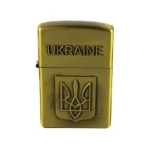Запальничка бензинова Україна 2-151 кремнієвий підпал метал золотистий