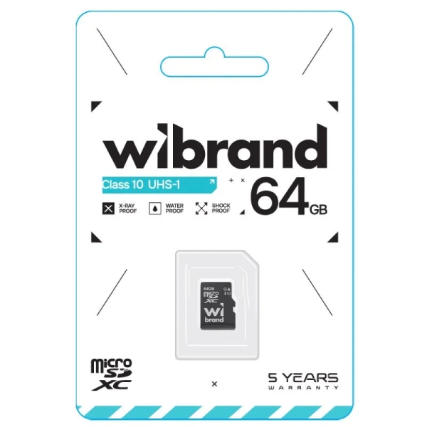 Карта пам'яті 64GB Wibrand МicroSDXC UHS-I Сlass 10 чорний