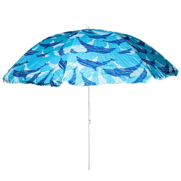 Пляжна садова парасолька 2 м Best-12 Дельфіни Anti-UV з нахилом блакитний