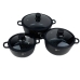 Набір каструль гранітне покриття 8 предметів Higher kitchen НК 325 із скляними кришками чорний