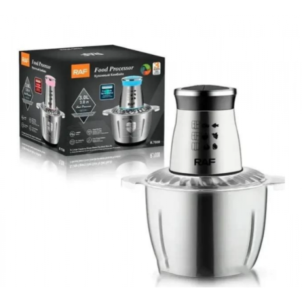 Блендер подрібнювач з чашею RAF R-7030 1000 Вт 3 л сріблястий