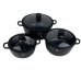 Набір каструль гранітне покриття 8 предметів Higher kitchen НК 325 із скляними кришками чорний