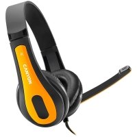Навушники дротові геймерські Canyon HSC-1 AUX з мікрофоном чорний з помаранчевим