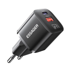 / Мережевий зарядний пристрій Essager Camber 20W GaN travel Phone Charger A+C EU  black (ECTAC-HMB01-P) new