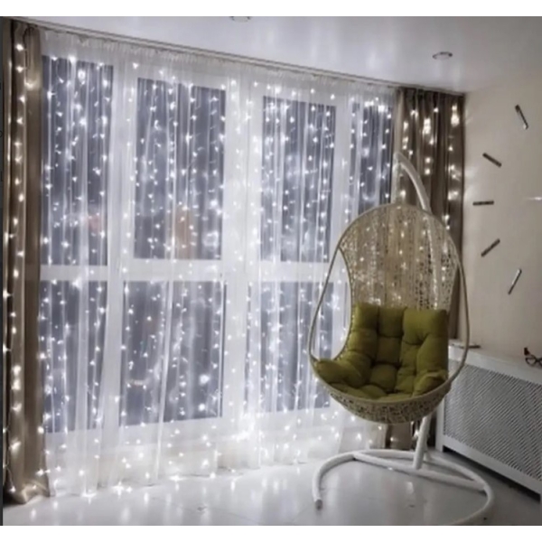 / Світлодіодна гірлянда завіса-водоспад прозорий дріт 3 м х 2 м Magic Lights 320 LED білий