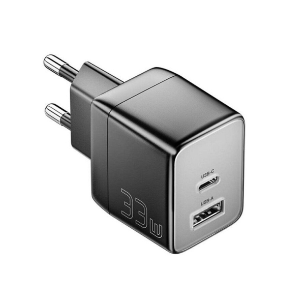 Зарядний блок живлення Type-C+USB ESSAGER ECT33W Gan 33 W 3 А чорний