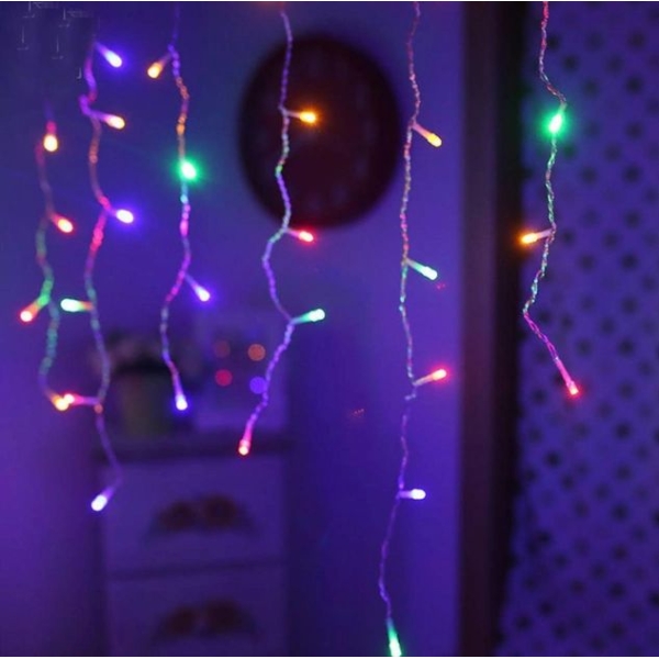 / Світлодіодна гірлянда-бахрома прозорий дріт 5 м Magic Lights 200 LED мульти