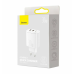 Зарядний блок живлення 2хUSB+Type-C Baseus Compact Quick Charger 30 W 3 А білий