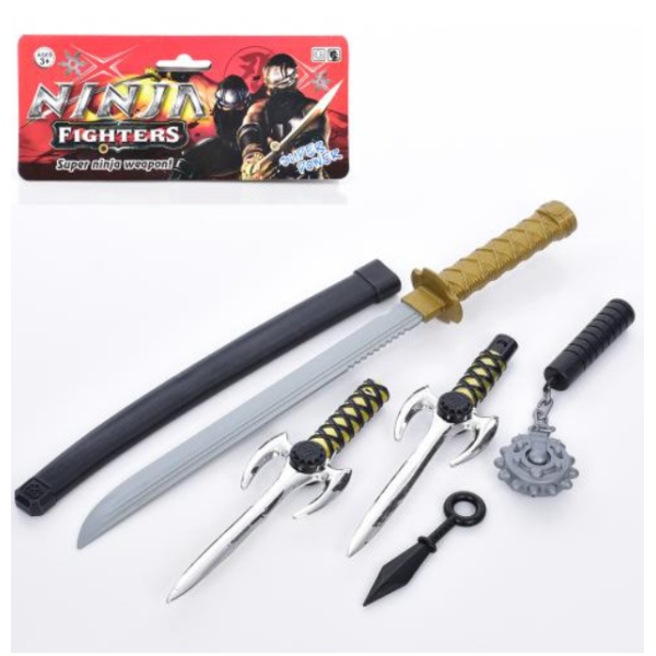 Набір зі зброєю DS210-B6 (36шт) 5 предметів (меч 56см, кинжал 28см 2шт, булава, дротик) new