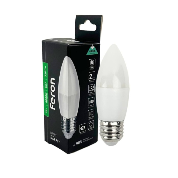 Лампа світлодіодна LED Feron LB-197 E27 7W 4000K 720Lm нейтральний білий