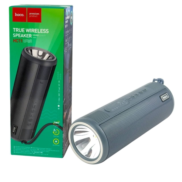 Колонка портативна HOCO HC11 Bora Bluetooth FM з ліхтариком сірий