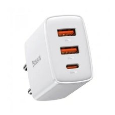 Зарядний блок живлення 2хUSB+Type-C Baseus Compact Quick Charger 30 W 3 А білий