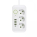 Мережевий фільтр-подовжувач 3 розетки Power Socket F09U 4хUSB/Type C 10 А 1.85 м білий Мережевий фільтр-подовжувач 3 розетки Power Socket F09U 4хUSB/Type C 10 А 1.85 м білий