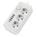Мережевий фільтр-подовжувач 3 розетки Power Socket F09U 4хUSB/Type C 10 А 1.85 м білий Мережевий фільтр-подовжувач 3 розетки Power Socket F09U 4хUSB/Type C 10 А 1.85 м білий
