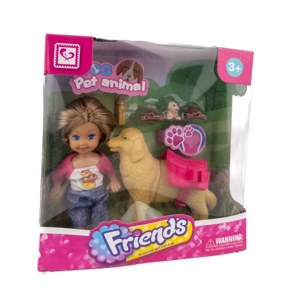 Лялька Friends з собакою та цуценятами шарнірна 12 см