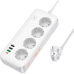 Мережевий фільтр-подовжувач 4 розетки HOCO AC21 Sunlight 3хUSB/Type C 10 А 3 м білий