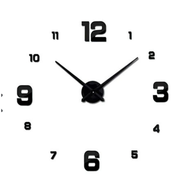 / Безкаркасні настінні годинники Horloge 3D 90см чорні