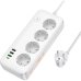 Мережевий фільтр-подовжувач 4 розетки HOCO AC21 Sunlight 3хUSB/Type C 10 А 3 м білий