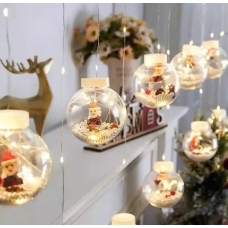 / Світлодіодна гірлянда-завіса кулі з наповненням Дід Мороз 3 м Magic Lights теплий білий