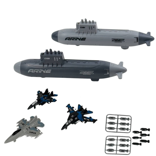 Іграшковий набір транспорту 5в1 Морський флот Т074A зі снарядами пластик 25 см сірий