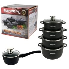 Набір каструль гранітне покриття 10 предметів Empire EM-7337 Блек зі скляними кришками чорний