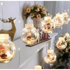 / Світлодіодна гірлянда-завіса кулі з наповненням Дід Мороз 3 м Magic Lights теплий білий