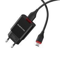 Зарядний пристрій з кабелем USB/micro-USB 1 м BOROFONE ВА20А 5 V 2.1 А чорний