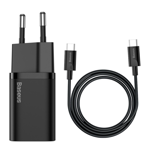 Зарядний пристрій з кабелем Type-C/Type-C 1 м Baseus 1C 25 W 5 А чорний