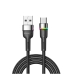 Кабель USB/Type-C 2 м ESSAGER XCDA01 Colorful LED Fast Charging 3 А чорний