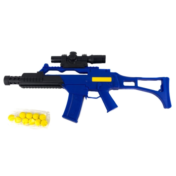 Дитячий автомат Metr+ 971-6D з прицілом м'які кулі 54.5 см синій з чорним