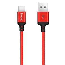 Кабель HOCO X14 USB to Type-C 3A, 1m, nylon, aluminum connectors, Black-Red new