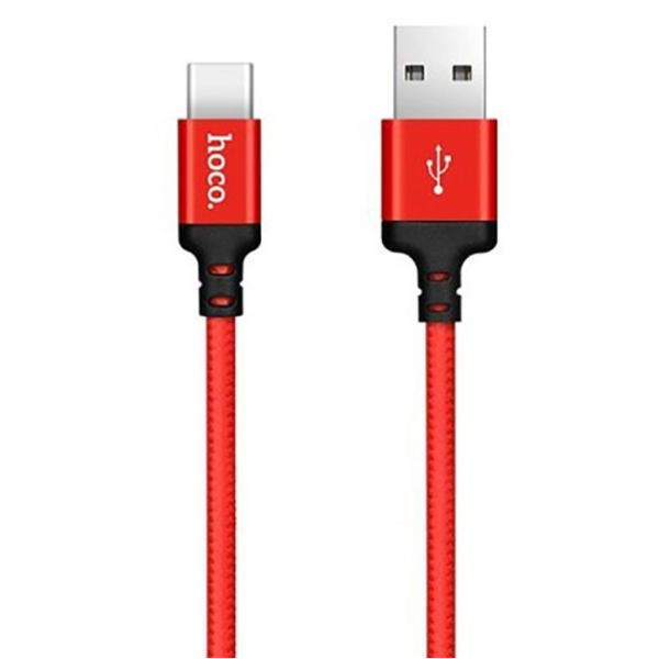 Кабель HOCO X14 USB to Type-C 3A, 1m, nylon, aluminum connectors, Black-Red new