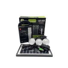 Ліхтар-прожектор сонячна станція GD 999 з лампами та повербанк 3.5 Вт 4500 мАг чорний