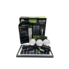 Ліхтар-прожектор сонячна станція GD 999 з лампами та повербанк 3.5 Вт 4500 мАг чорний