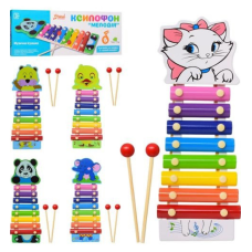 Дерев'яна іграшка Ксилофон MD 0712  тварина, 8тонів, мікс видів, в кор-ці, 35,5-13,5-3см new