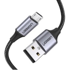 Кабель UGREEN US290 USB 2.0 A to Micro USB Cable Nickel Plating Aluminum Braid 2m (Black) new