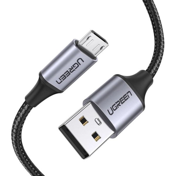 Кабель UGREEN US290 USB 2.0 A to Micro USB Cable Nickel Plating Aluminum Braid 2m (Black) new