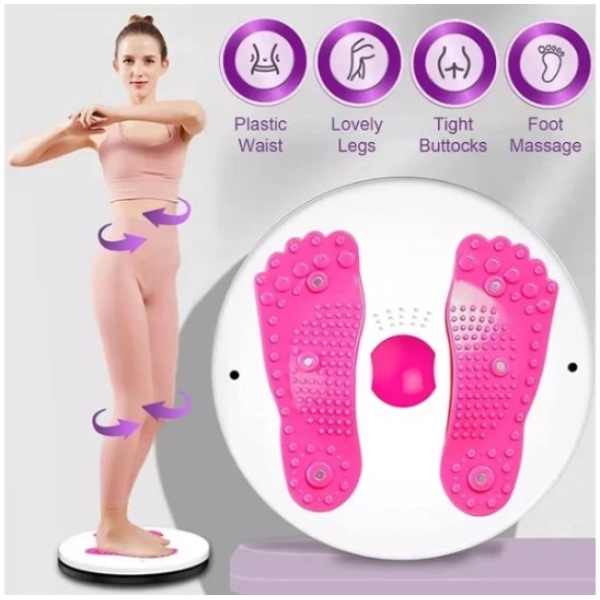 / Тренажер диск здоров'я LiveUP для схуднення підлоговий з масажем ступнів Рожевий