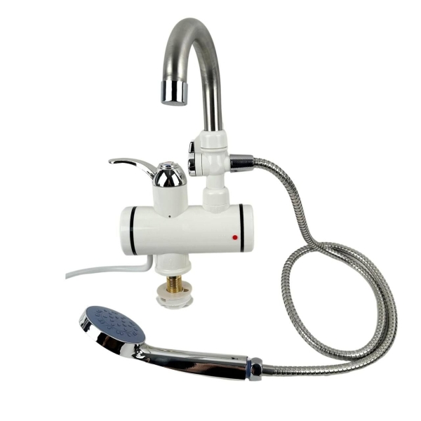 Водонагрівач проточний з душем LED дисплей нижнє підведення вертикальний 3000 Вт білий