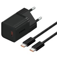 Зарядний пристрій з кабелем Type-C/Type-C 1 м Baseus GaN5 Mini 1C 30 W 3 A чорний