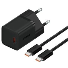 Зарядний пристрій з кабелем Type-C/Type-C 1 м Baseus GaN5 Mini 1C 30 W 3 A чорний