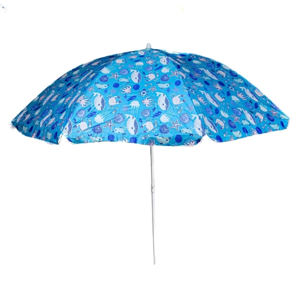 Пляжна садова парасолька 2 м Best-12 Морський Світ Anti-UV з нахилом блакитний