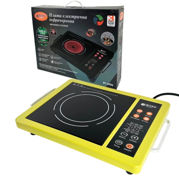 Настільна плита інфрачервона 1 конфорка BITEK BT-8006 3500 Вт жовтий