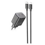 Зарядний пристрій з кабелем 2хType-C/Apple Lightning 1 м HOCO N42 Elogiado 45 W 20 V 2.25 А чорний