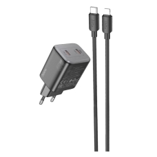 Зарядний пристрій з кабелем 2хType-C/Apple Lightning 1 м HOCO N42 Elogiado 45 W 20 V 2.25 А чорний