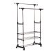 Вішак-стійка для одягу з полицями для взуття Triple Stand Hanger 160 х 80 метал сріблястий