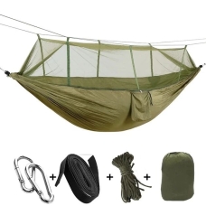 Гамак двомісний без планки Hammock With Net Army 260 х 135 см до 140 кг нейлон з сіткою хакі