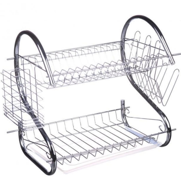 / Сушарка настільна для посуду A-Plus 1154 з навісними кишенями, для приладів та чашок з піддоном, 38х41х27