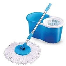 / Універсальна швабра з віджимом-центрифугою та відром Easy Mop "Кругла Швабра" 110х32см, блакитний