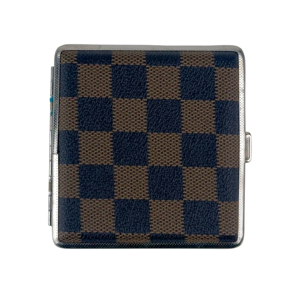 Портсигар HG-604 на 20 сигарет шкірзам чорний з коричневим